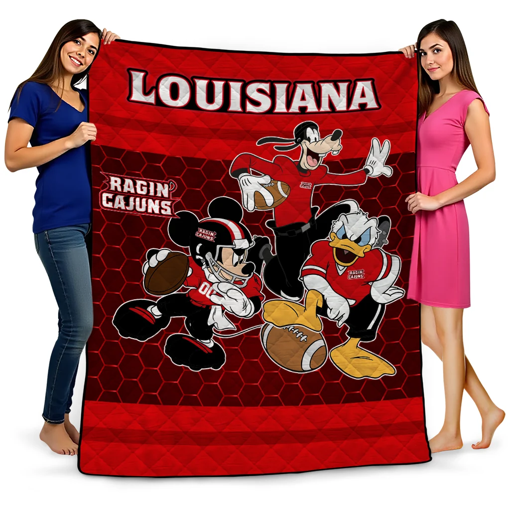 louisiana ragin cajuns disney football red quilt blanket best selling louisiana ragin cajuns disney football red quilt blanket best selling