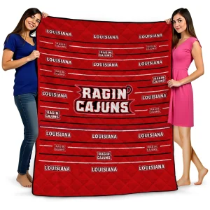 louisiana ragin cajuns handdrawn stripes red quilt blanket best selling