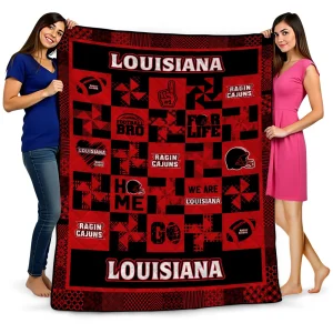 louisiana ragin cajuns helmet heart red quilt blanket best selling