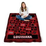 louisiana ragin cajuns helmet heart red quilt blanket best selling