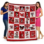 louisiana ragin cajuns mickey mouse motif red white quilt blanket best selling