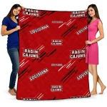 louisiana ragin cajuns sketch lines red quilt blanket best selling