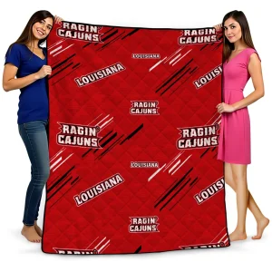 louisiana ragin cajuns sketch lines red quilt blanket best selling