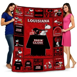 louisiana ragin cajuns snoopy love red quilt blanket best selling
