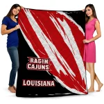 louisiana ragin cajuns stroke art red white quilt blanket best selling