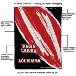 louisiana ragin cajuns stroke art red white quilt blanket best selling