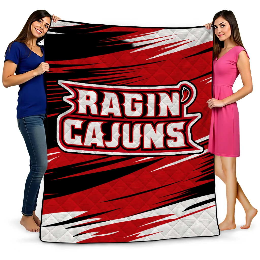 louisiana ragin cajuns wild lines red white quilt blanket best selling