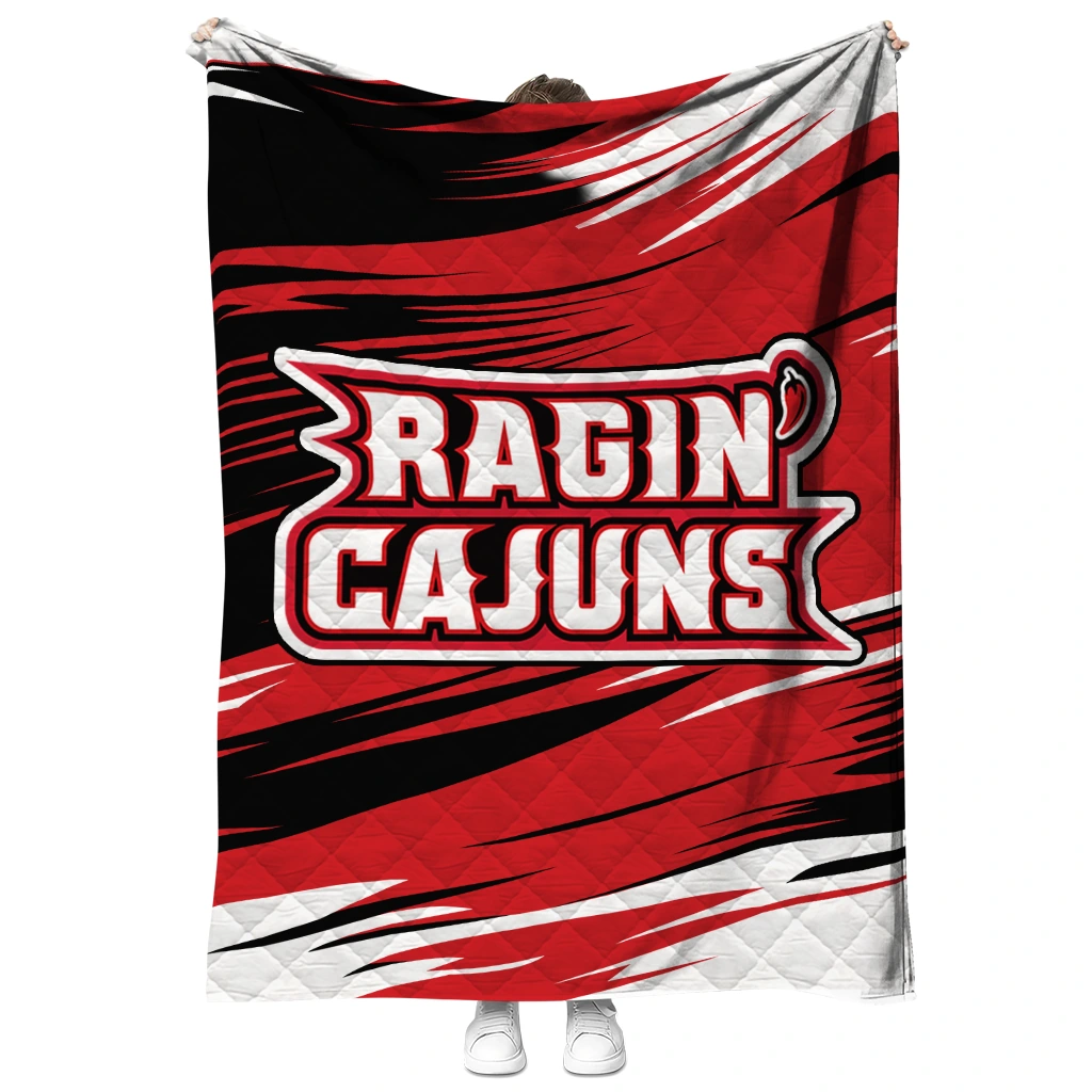 louisiana ragin cajuns wild lines red white quilt blanket fashion forward