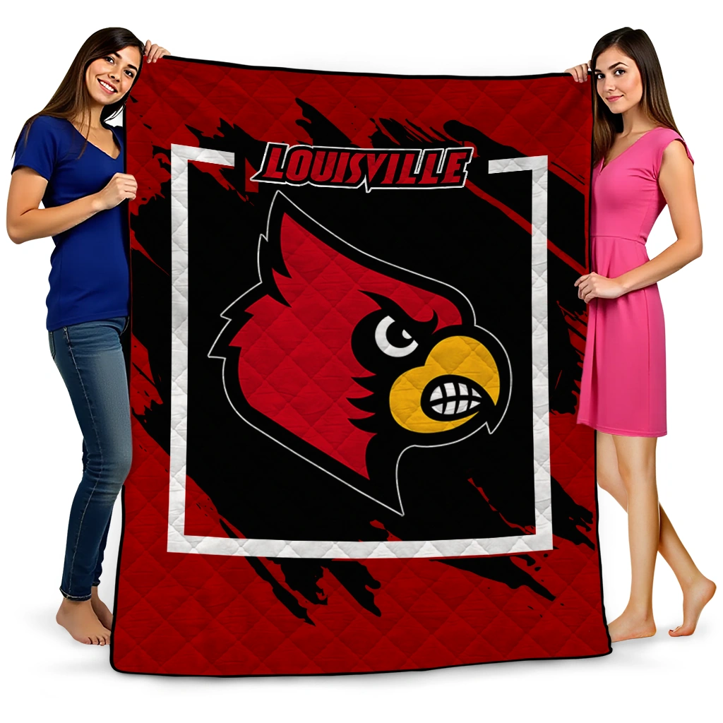 louisville cardinals block border red quilt blanket best selling