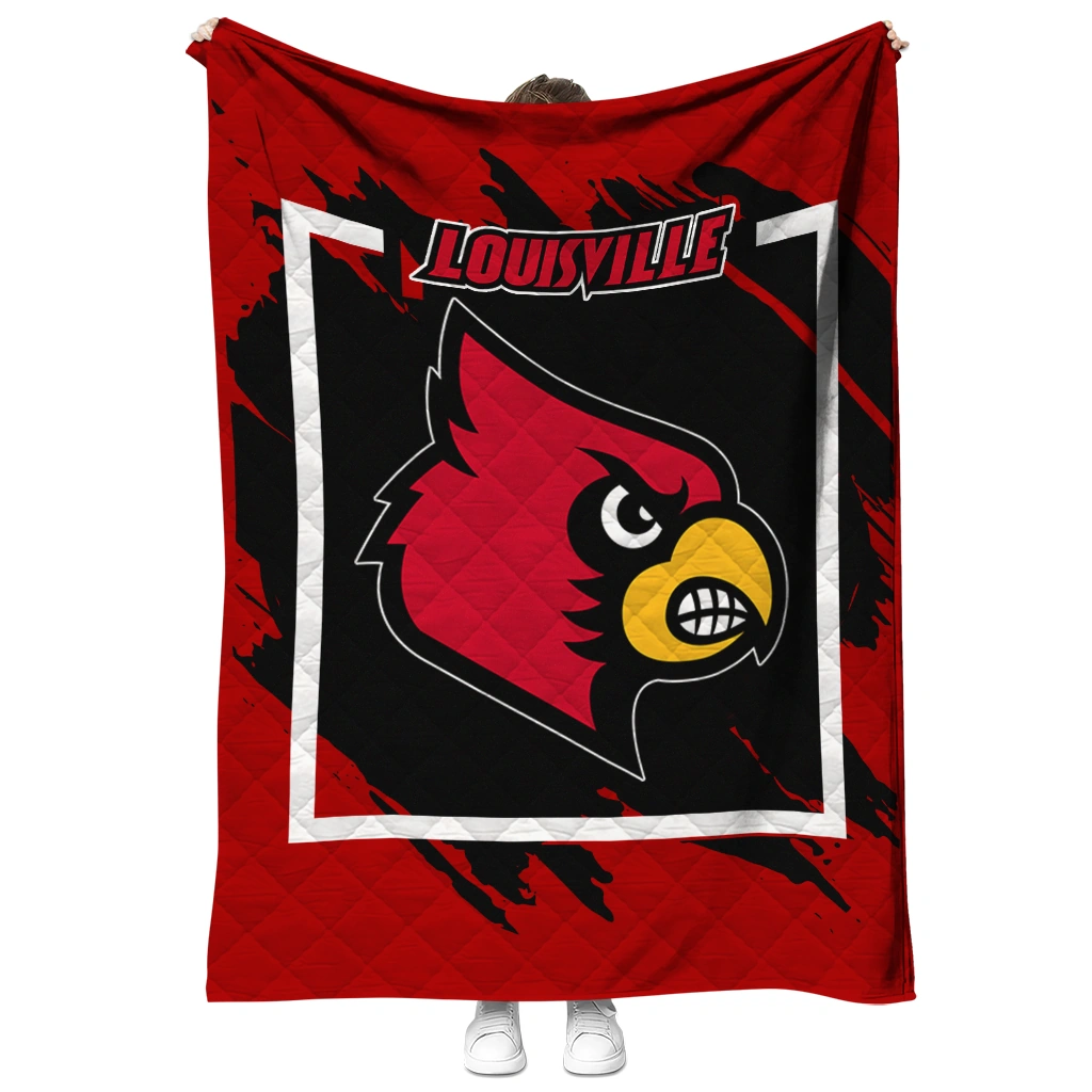 louisville cardinals block border red quilt blanket fashion forward