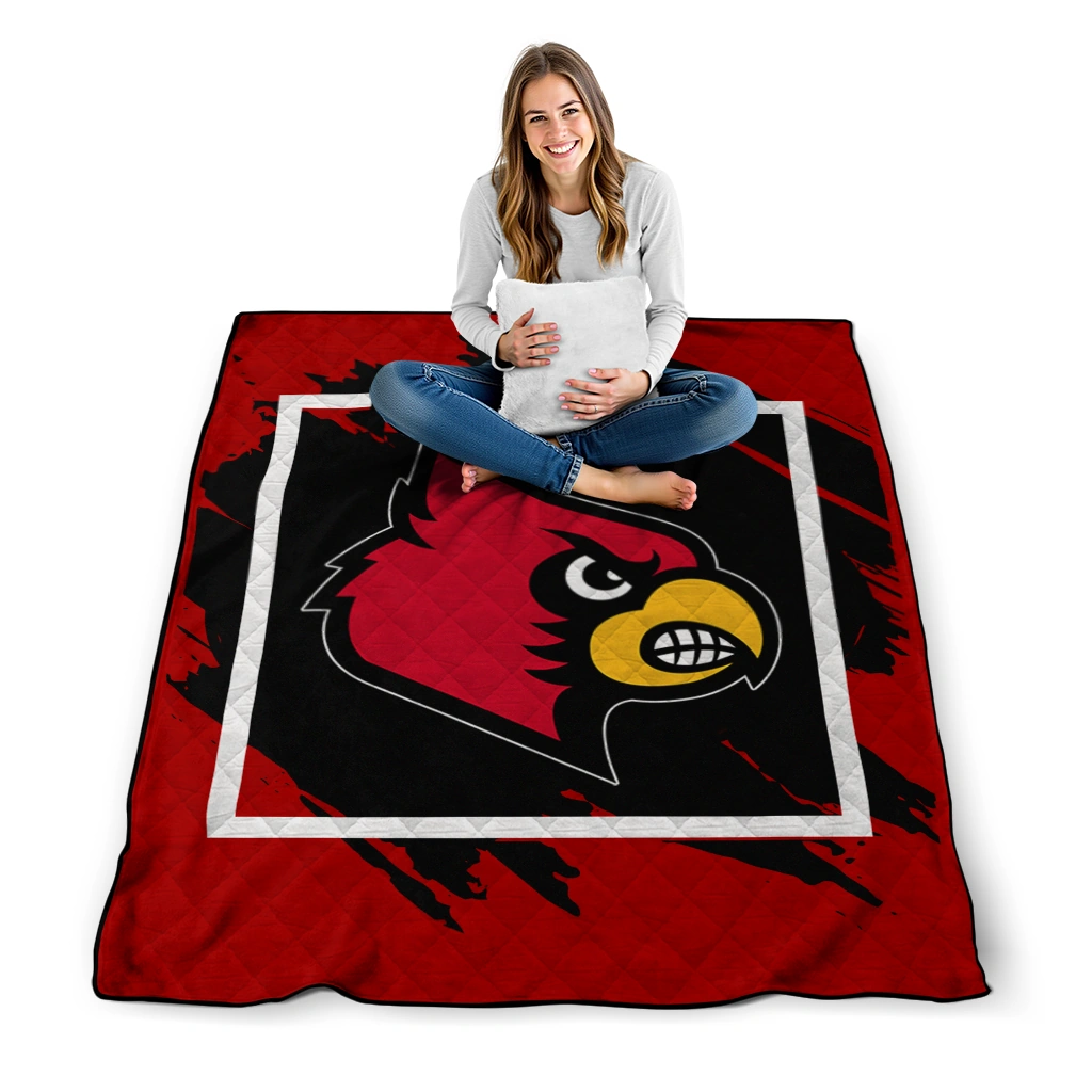 louisville cardinals block border red quilt blanket high quality louisville cardinals block border red quilt blanket high quality