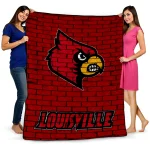 louisville cardinals brick grid red quilt blanket best selling