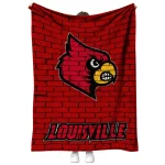 louisville cardinals brick grid red quilt blanket best selling