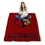 louisville cardinals brick grid red quilt blanket best selling