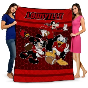 louisville cardinals disney football red quilt blanket best selling