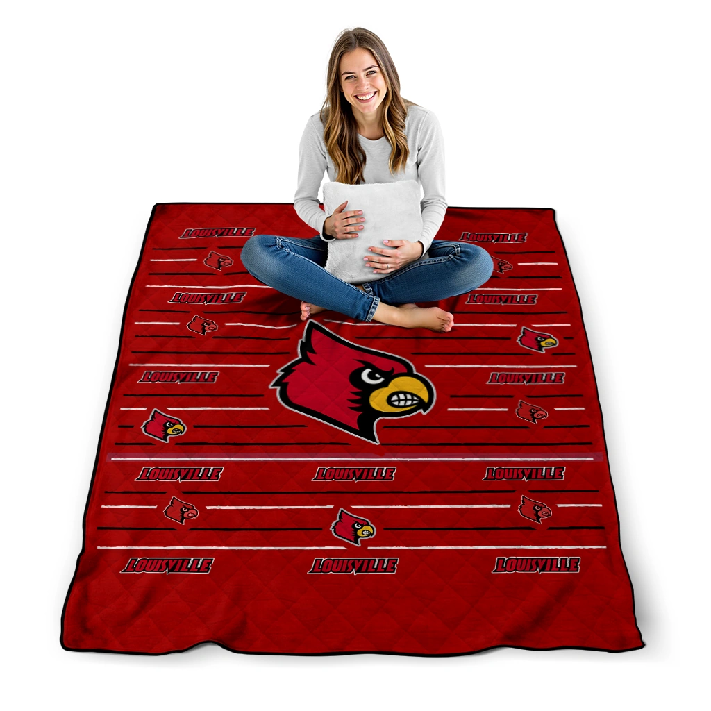 louisville cardinals handdrawn stripes red quilt blanket high quality louisville cardinals handdrawn stripes red quilt blanket high quality