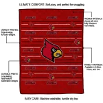louisville cardinals handdrawn stripes red quilt blanket best selling