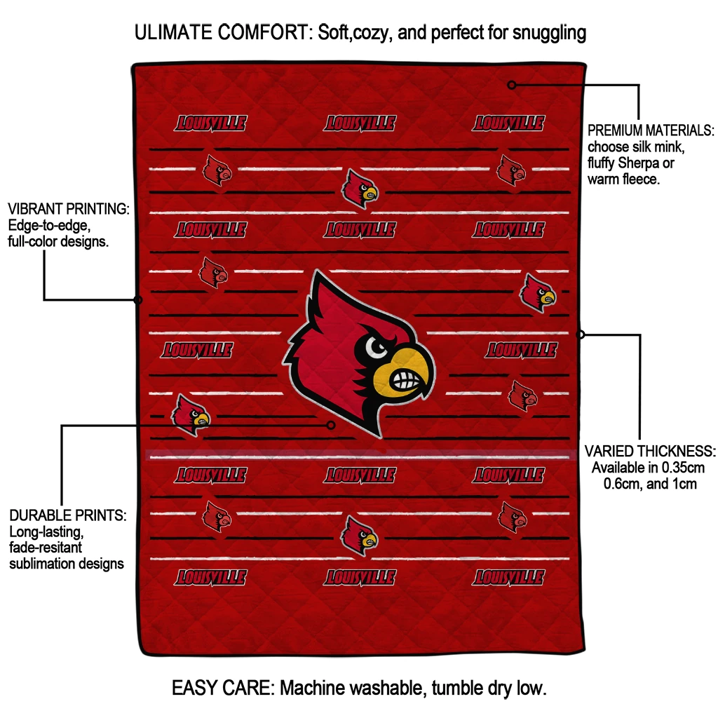 louisville cardinals handdrawn stripes red quilt blanket latest model louisville cardinals handdrawn stripes red quilt blanket latest model