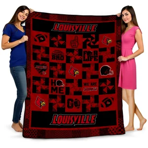 louisville cardinals helmet heart red quilt blanket best selling