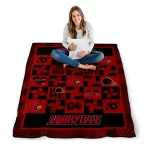 louisville cardinals helmet heart red quilt blanket best selling