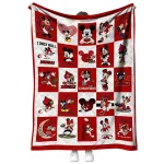 louisville cardinals mickey mouse motif red white quilt blanket best selling