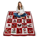 louisville cardinals mickey mouse motif red white quilt blanket best selling