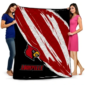louisville cardinals stroke art red white quilt blanket best selling