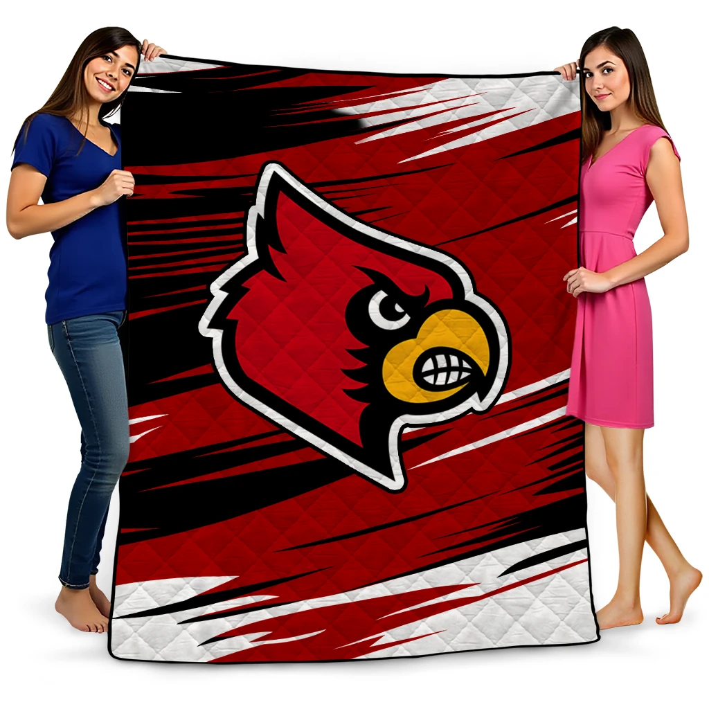 louisville cardinals wild lines red white quilt blanket best selling