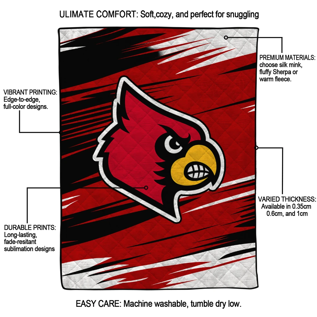 louisville cardinals wild lines red white quilt blanket latest model louisville cardinals wild lines red white quilt blanket latest model