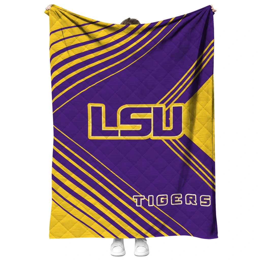 lsu tigers arrow layers purple quilt blanket fashion forward
