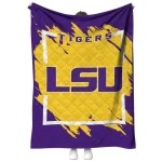 lsu tigers block border purple quilt blanket best selling
