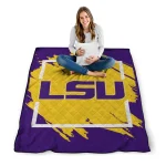 lsu tigers block border purple quilt blanket best selling