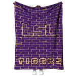 lsu tigers brick grid purple quilt blanket best selling