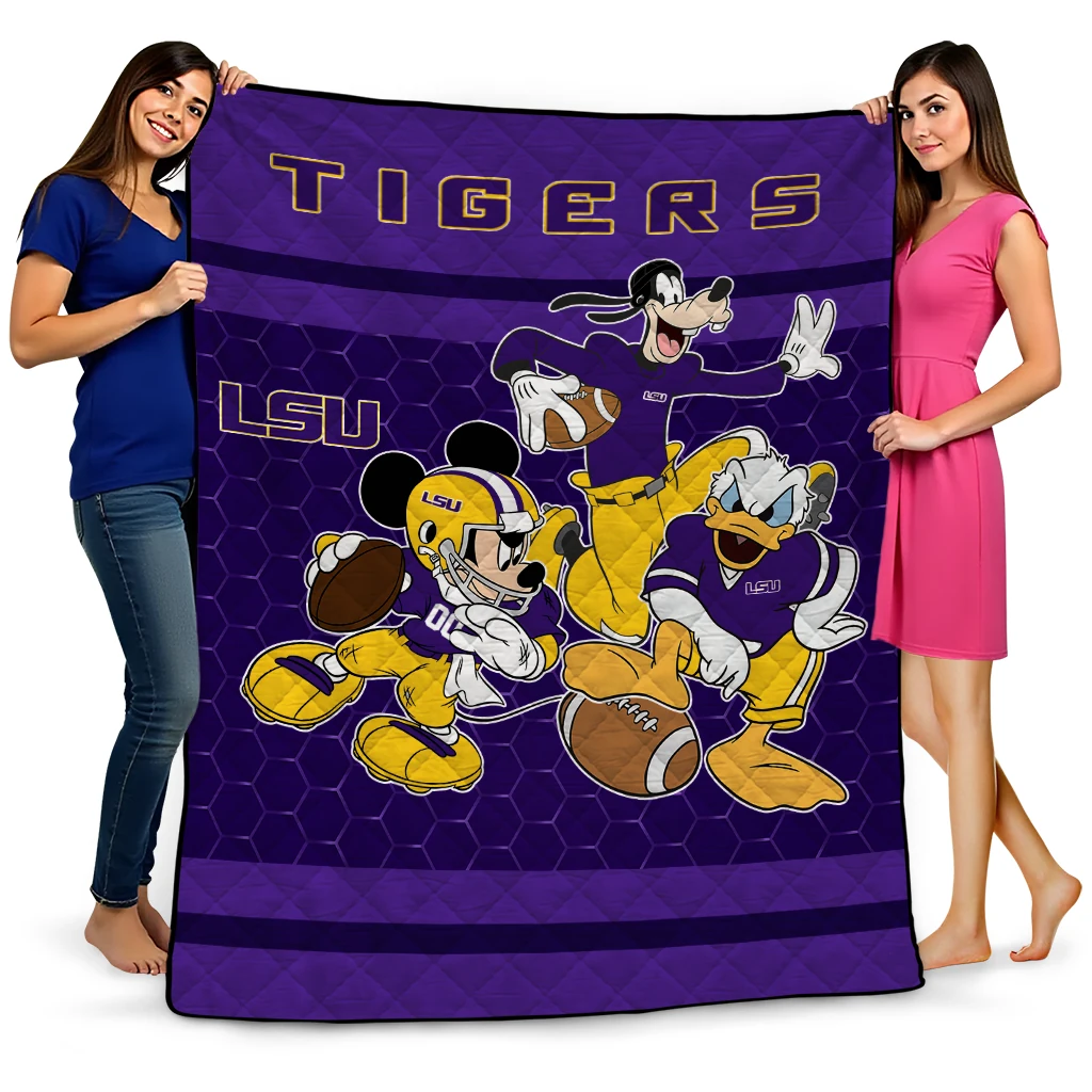 lsu tigers disney football purple quilt blanket best selling lsu tigers disney football purple quilt blanket best selling