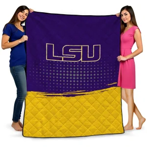 lsu tigers dot illusion purple quilt blanket best selling
