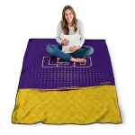lsu tigers dot illusion purple quilt blanket best selling