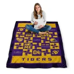 lsu tigers helmet heart purple quilt blanket best selling