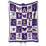 lsu tigers mickey mouse motif purple white quilt blanket best selling