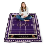 lsu tigers mickey player purple quilt blanket best selling