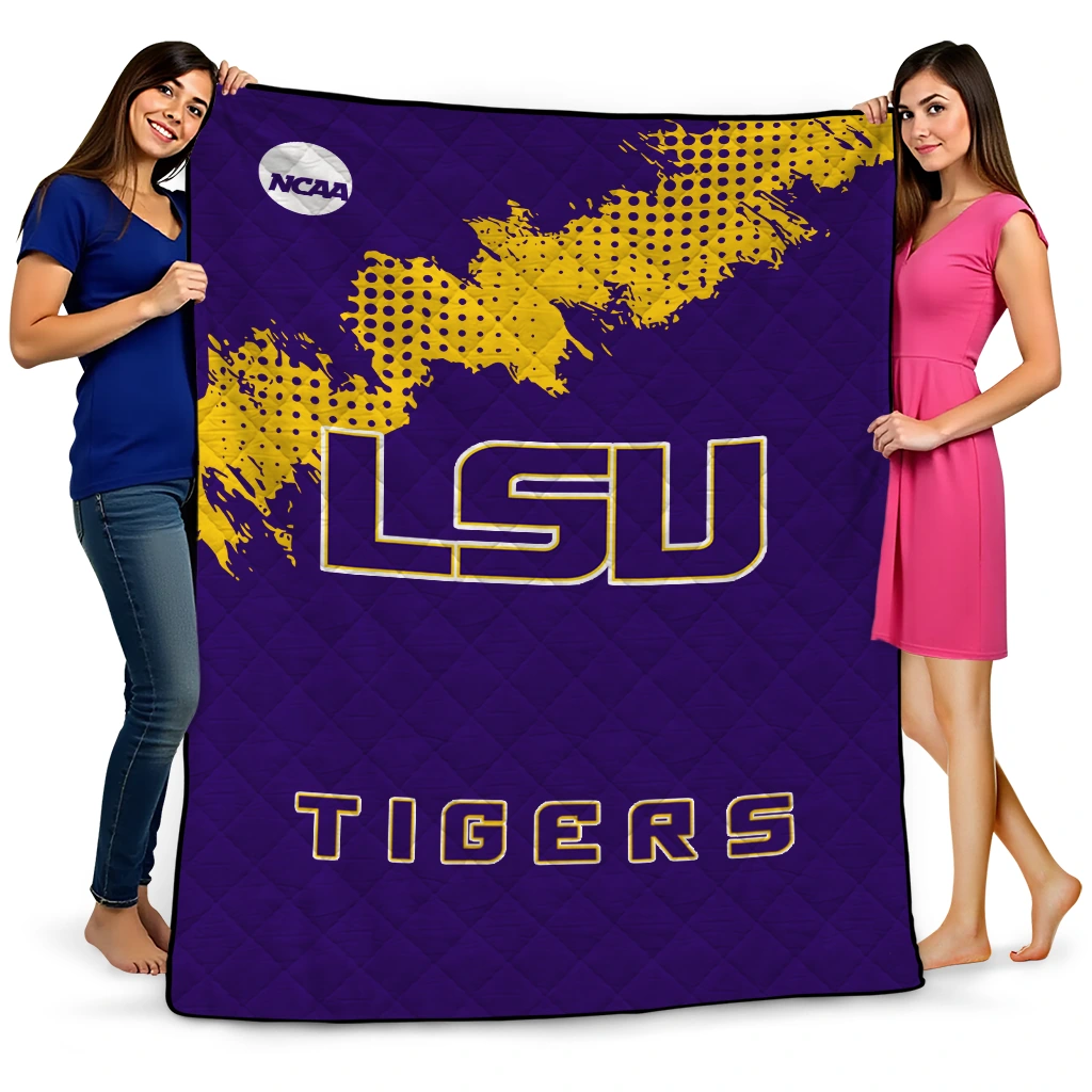 lsu tigers paint trail purple quilt blanket best selling lsu tigers paint trail purple quilt blanket best selling