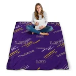 lsu tigers sketch lines purple quilt blanket best selling