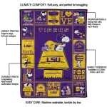 lsu tigers snoopy love purple quilt blanket best selling
