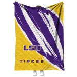 lsu tigers stroke art purple white quilt blanket best selling