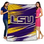 lsu tigers wild lines purple white quilt blanket best selling