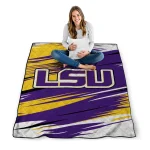 lsu tigers wild lines purple white quilt blanket best selling
