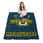 marquette golden eagles brick grid blue quilt blanket best selling