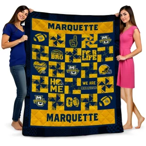 marquette golden eagles helmet heart blue quilt blanket best selling