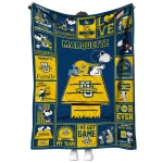 marquette golden eagles snoopy love blue quilt blanket best selling