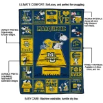 marquette golden eagles snoopy love blue quilt blanket best selling