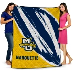 marquette golden eagles stroke art blue white quilt blanket best selling